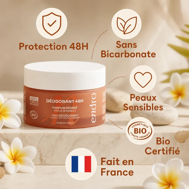 Déodorant Solide Monoï - Peaux Sensibles - Endro