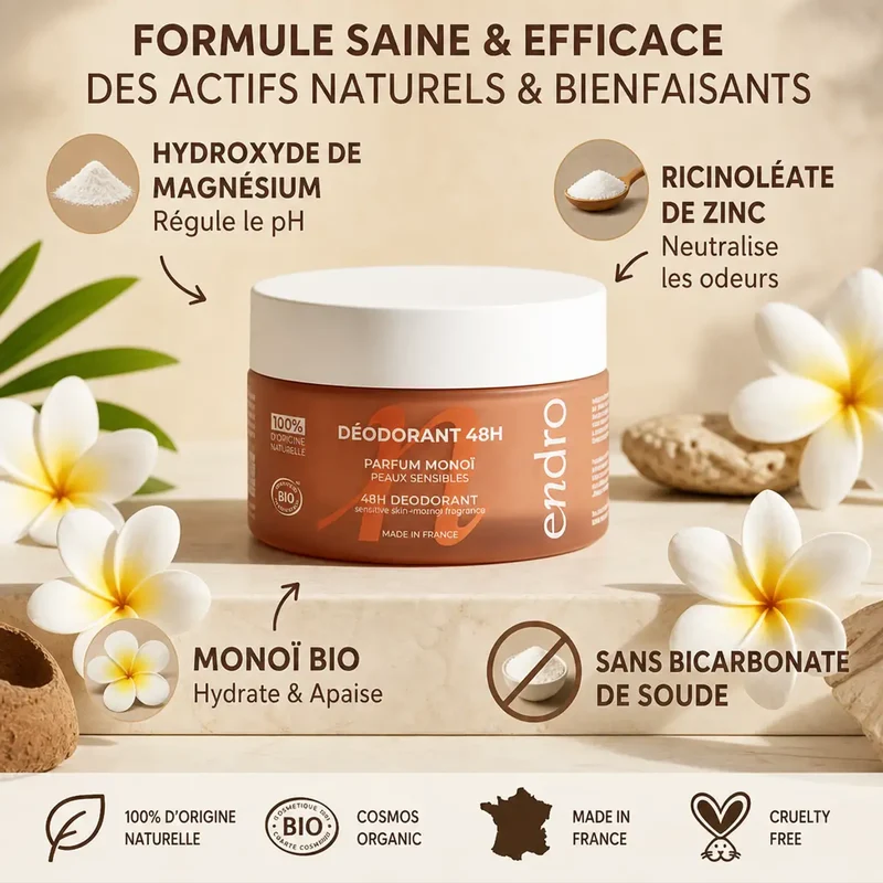 Déodorant Solide Monoï - Peaux Sensibles - Endro