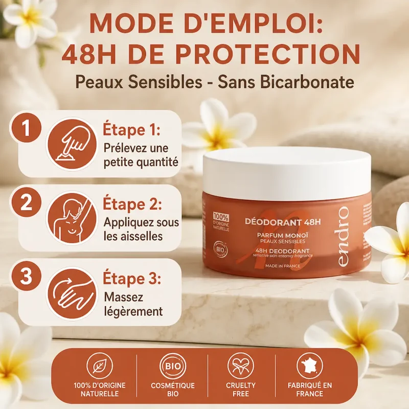 Déodorant Solide Monoï - Peaux Sensibles - Endro