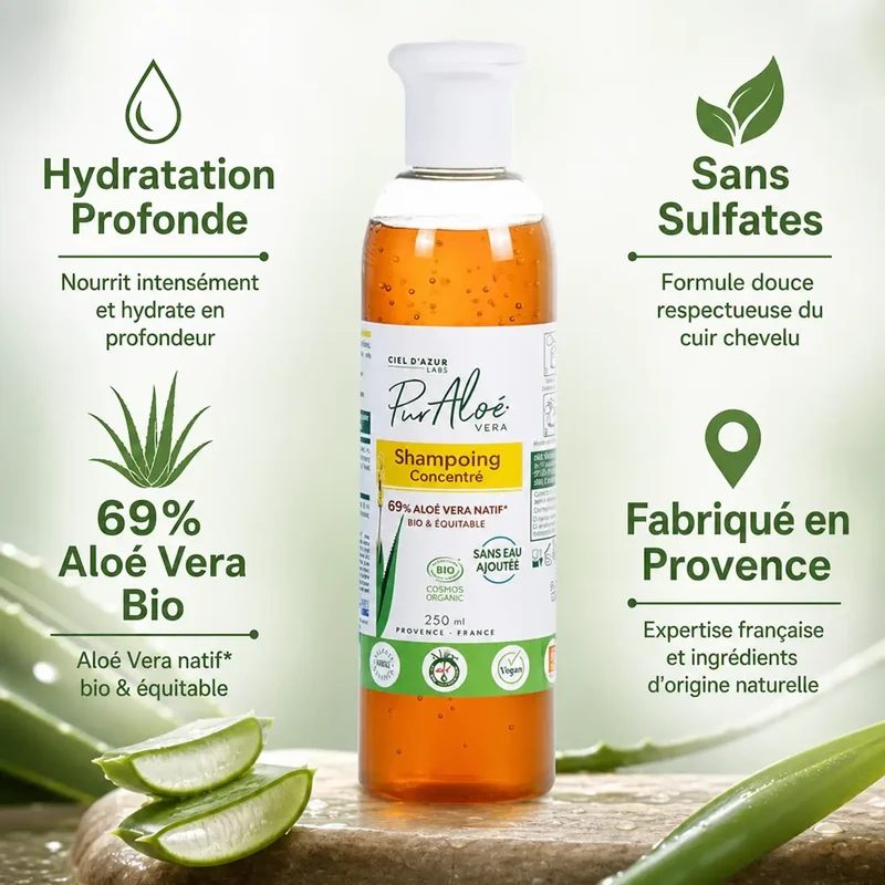 Shampoing Aloé Vera Bio - 250 ml – Pur’Aloé