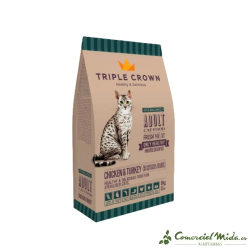 Croquettes pour chats Triple Crown pour chat stérilisé 8Kg