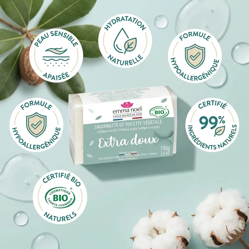 Savonnette hypoallergenique - 100 g - Emma Noël
