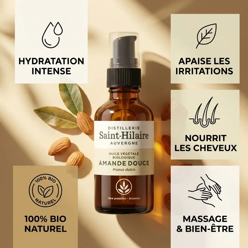 Huile végétale d'Amande Douce Bio - Saint-Hilaire - 50ml
