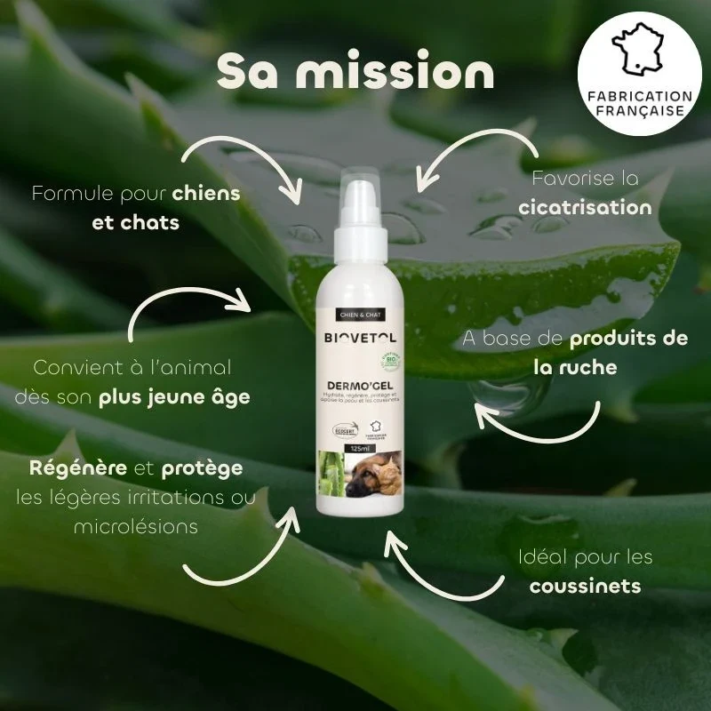 Dermo’Gel bio – Soin apaisant Coussinet & Peau chien chat 125ml - Biovetol
