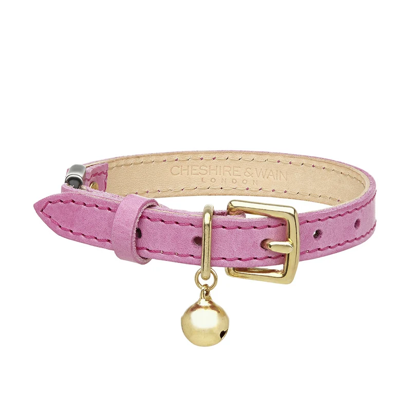 Collier pour chat en cuir rose