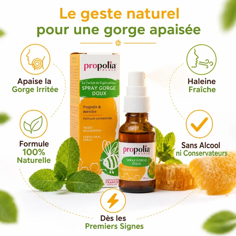Spray buccal haleine & gorge - Miel, Propolis & Menthe - 20ml - Propolia