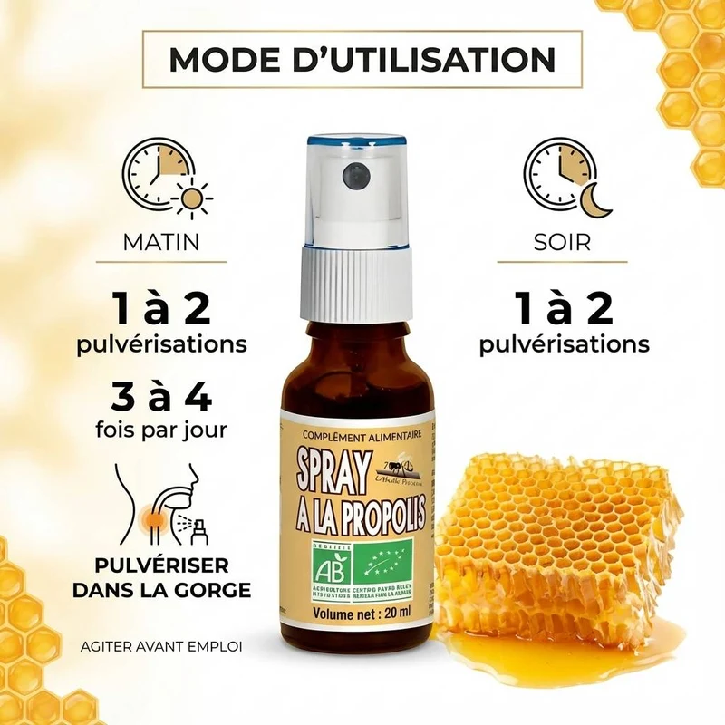 Spray Propolis gorge bio - 20 ml - Abeille Forestière