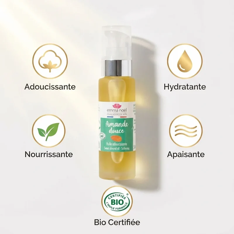 Huile Végétale d'Amande Douce Bio 50 ml Emma Noel