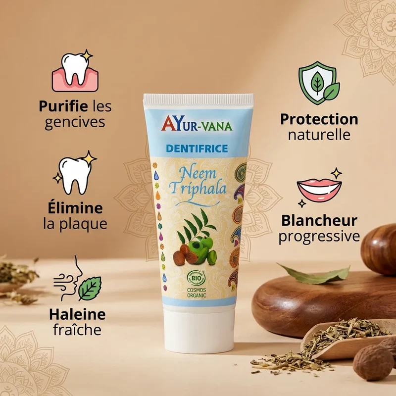 Dentifrice bio Neem & Triphala - 75 ml - Ayur-Vana