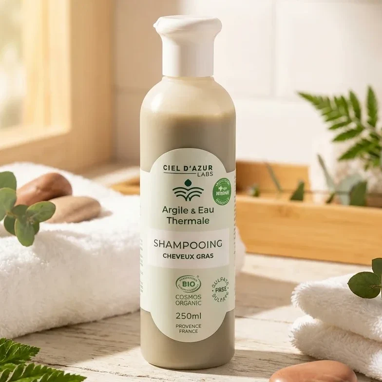 Shampoing Cheveux Gras Certifié Bio 250ml - Argile & Eau Thermale