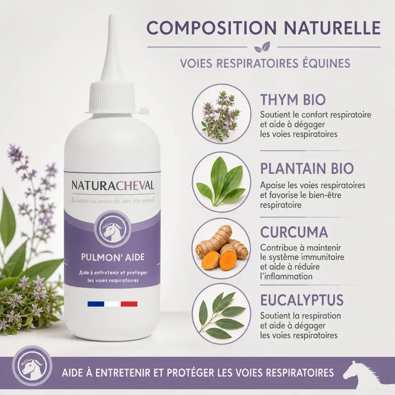 Pulmon'Aide - Complément Respiration & Toux Cheval pour Nébulisateur - Naturacheval