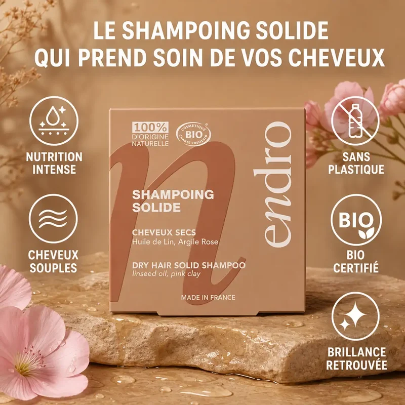 Shampoing solide à l'Huile de Lin - Cheveux Secs - Endro