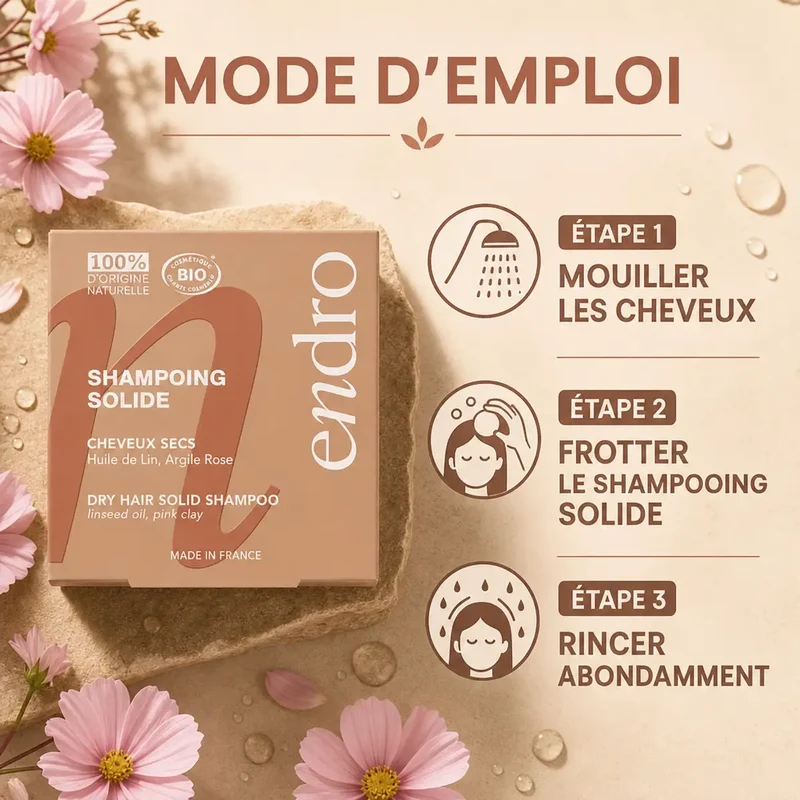 Shampoing solide à l'Huile de Lin - Cheveux Secs - Endro