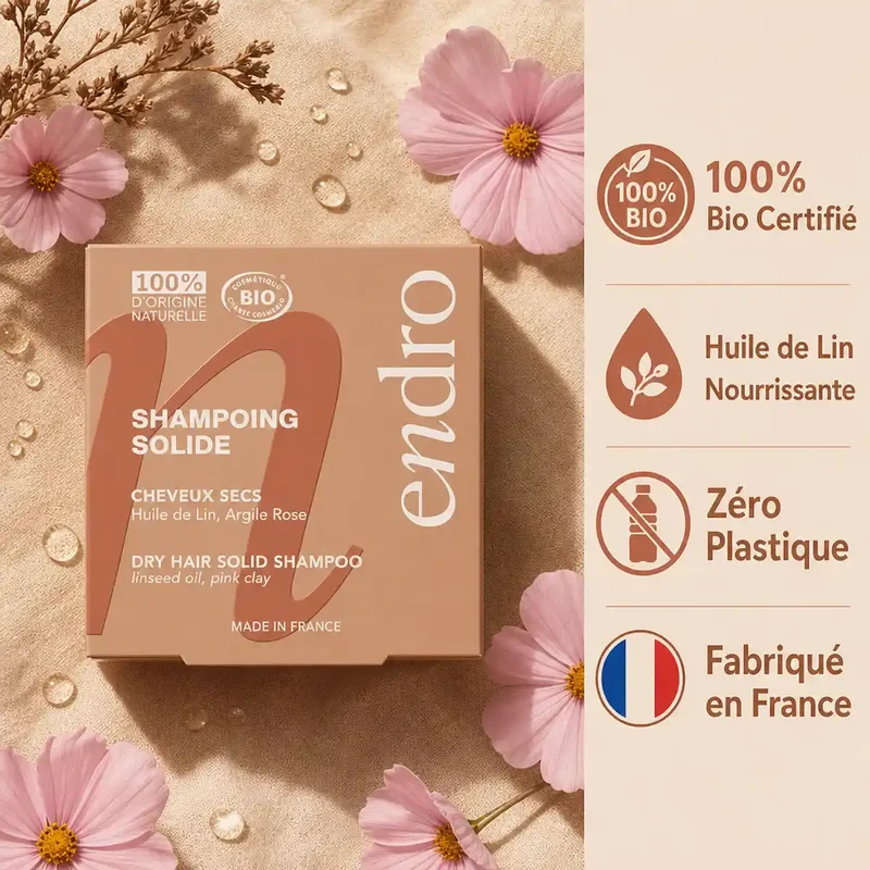 Shampoing solide à l'Huile de Lin - Cheveux Secs - Endro