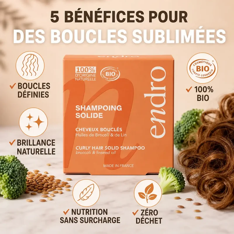 Shampoing solide Huile de Brocoli et de Lin - Cheveux Bouclés - Endro