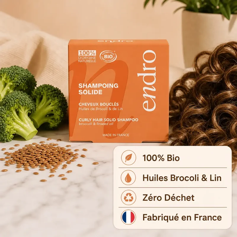 Shampoing solide Huile de Brocoli et de Lin - Cheveux Bouclés - Endro