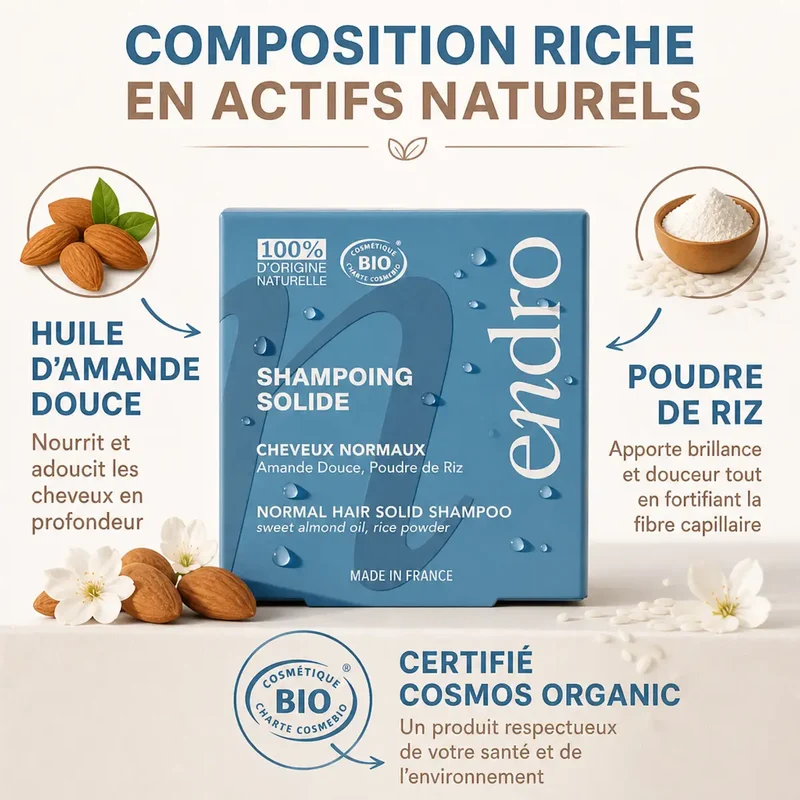 Shampoing solide à l'Huile d'Amande Douce - Cheveux Normaux - Endro