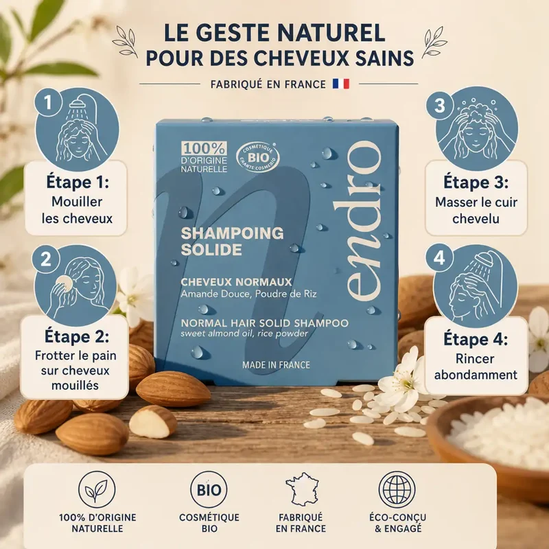 Shampoing solide à l'Huile d'Amande Douce - Cheveux Normaux - Endro