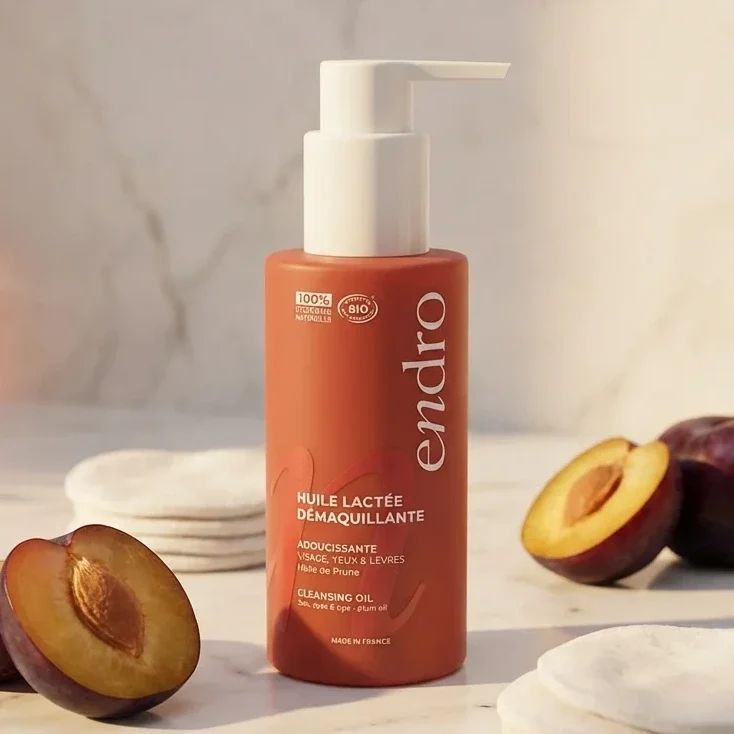 Huile Lactée Démaquillante Visage, Yeux & Lèvres - Huile de Prune - 100 ml Endro