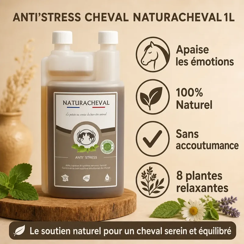 Anti'stress Cheval - Apaise les émotions du cheval - Naturacheval 1 L