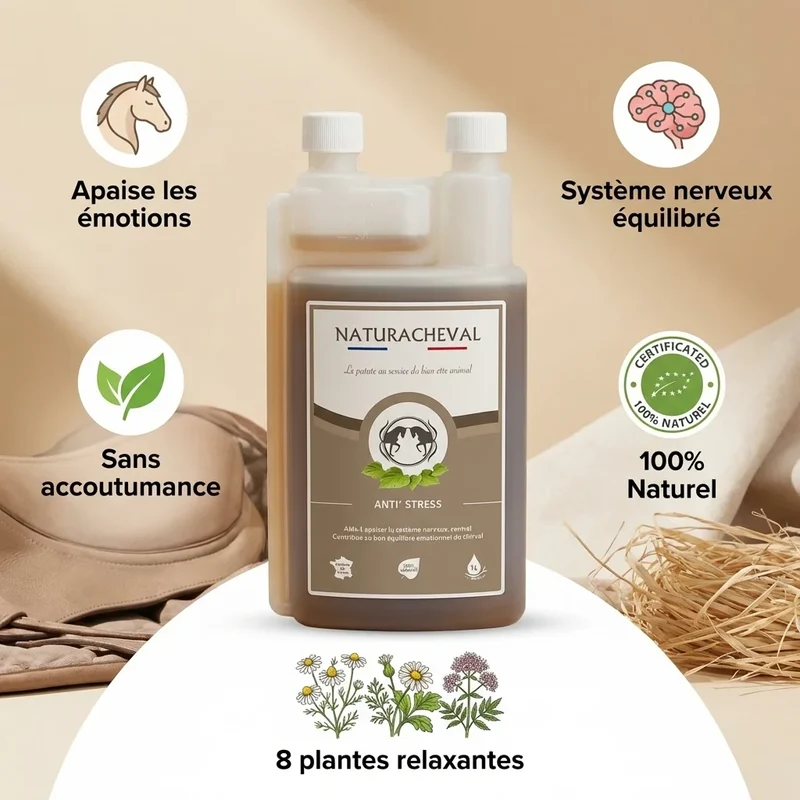 Anti'stress Cheval - Apaise les émotions du cheval - Naturacheval 1 L