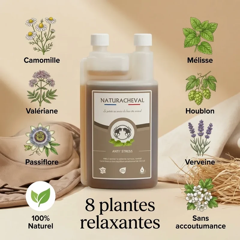 Anti'stress Cheval - Apaise les émotions du cheval - Naturacheval 1 L