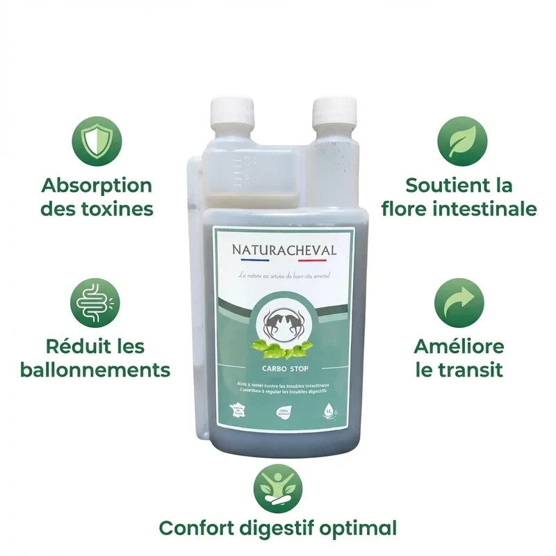 Carbo'Stop Cheval - Lutte contre les désordres intestinaux - Naturacheval 1 L