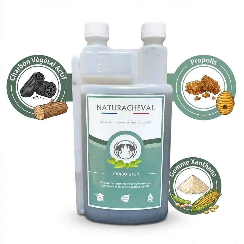 Carbo'Stop Cheval - Lutte contre les désordres intestinaux - Naturacheval 1 L