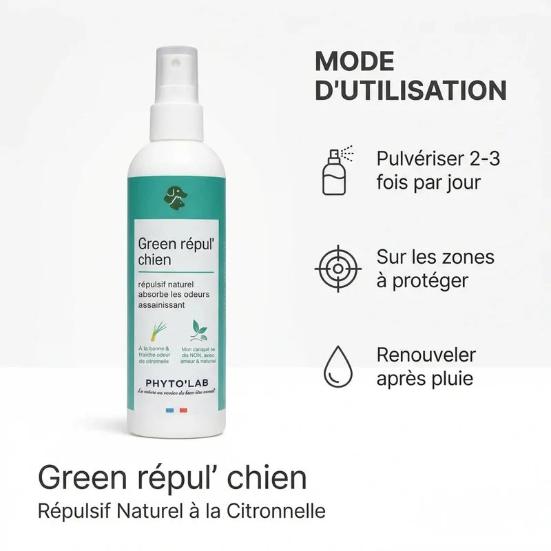 Green Repul' Chiens - Répulsif Naturel à la citronnelle - 250ml - Phyto'Lab