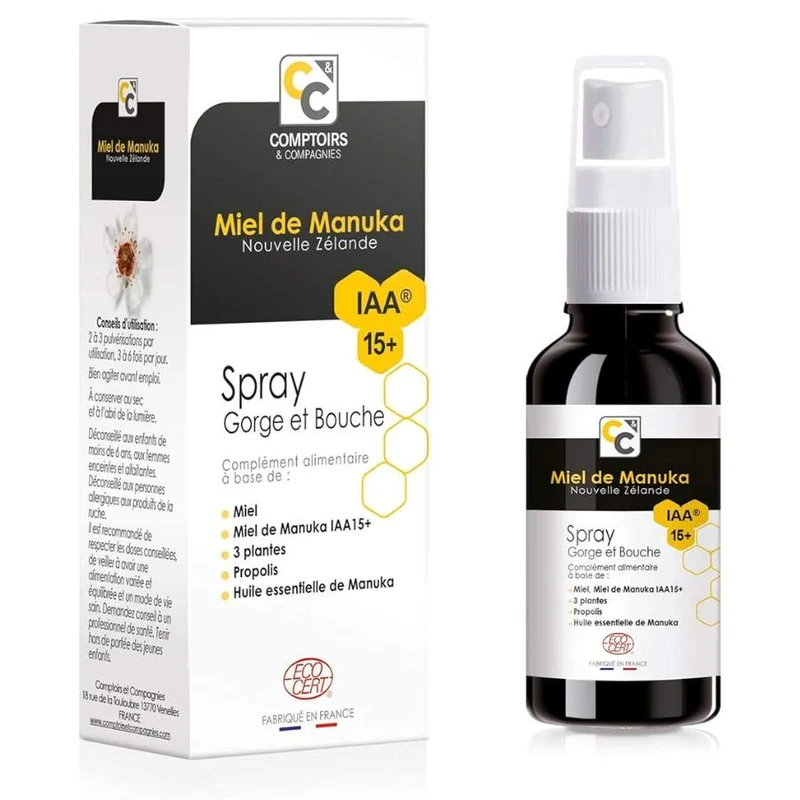 Spray Gorge & Bouche au Miel de Manuka Bio IAA 15+ - 25 ml - Comptoirs et compagnies