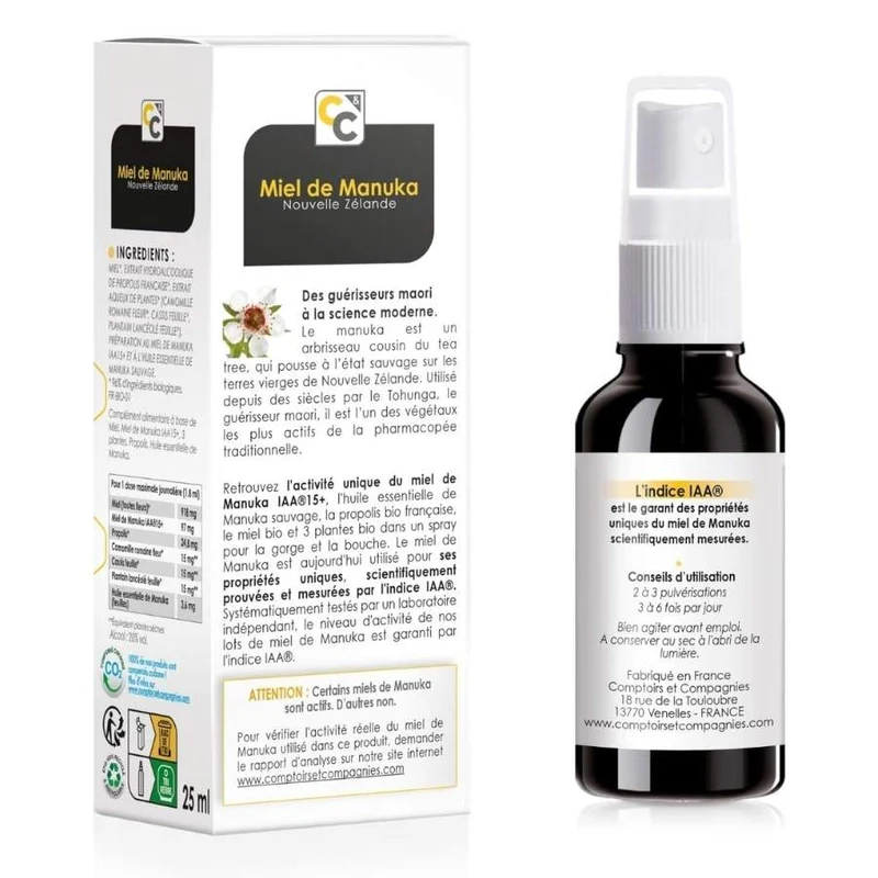 Spray Gorge & Bouche au Miel de Manuka Bio IAA 15+ - 25 ml - Comptoirs et compagnies