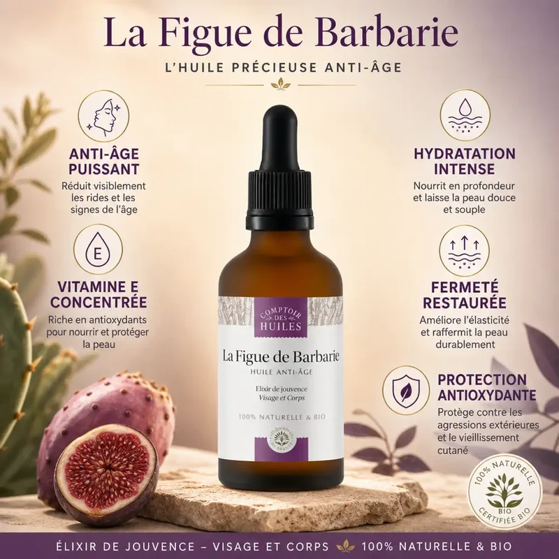 Huile de Pépin de Figue de Barbarie Bio - Anti-âge - 50ml - Comptoir des huiles