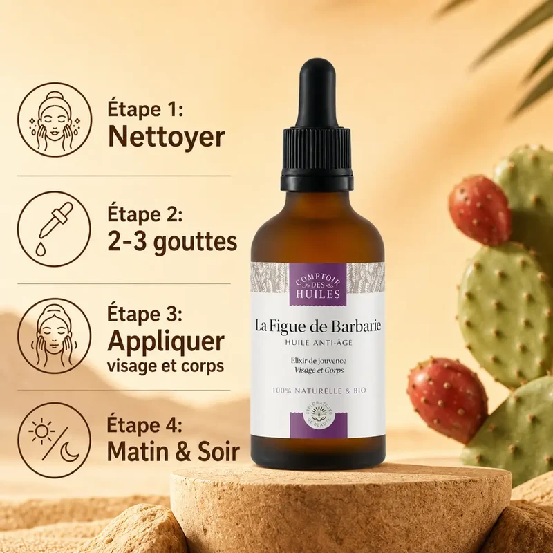 Huile de Pépin de Figue de Barbarie Bio - Anti-âge - 50ml - Comptoir des huiles