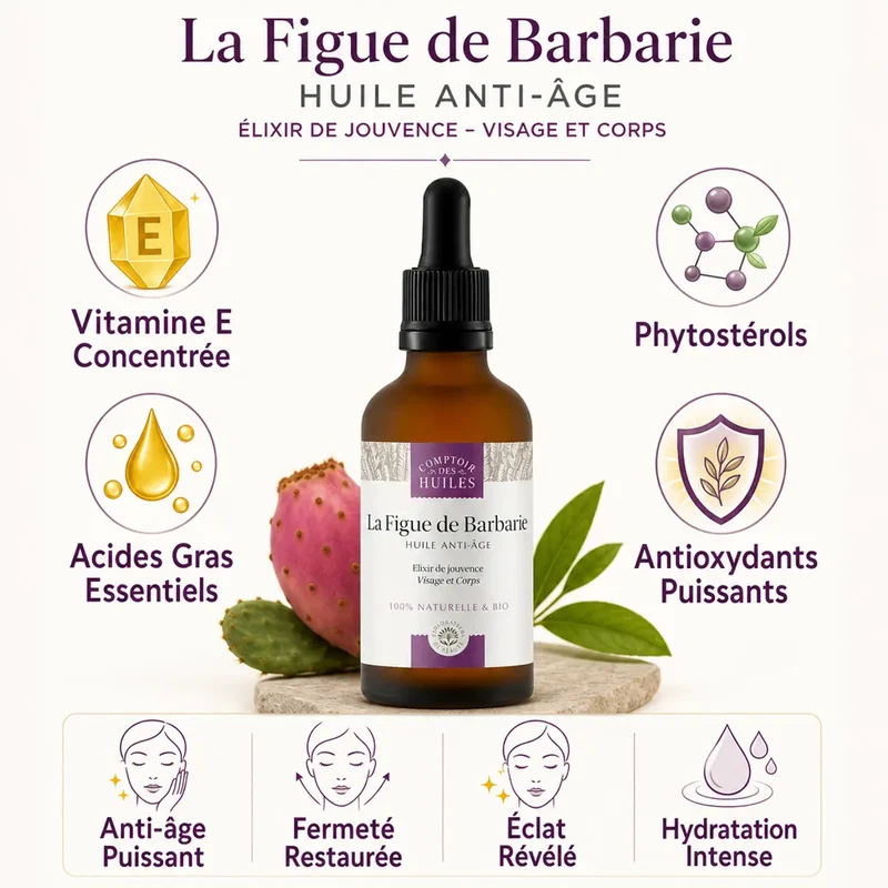 Huile de Pépin de Figue de Barbarie Bio - Anti-âge - 50ml - Comptoir des huiles