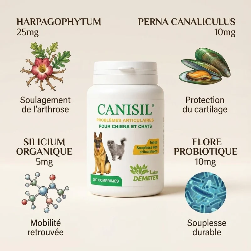 Canisil 200 comprimés - Anti-inflammatoire Arthrose Chien & Chat - Labo Demeter