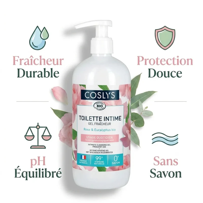 Gel intime fraîcheur rose & eucalyptus Bio - 500 ml Coslys