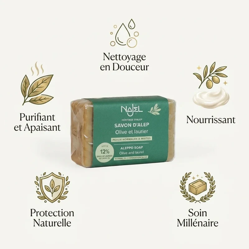 Savon d'Alep 12% Huile de Baies de Laurier - Najel - 100g