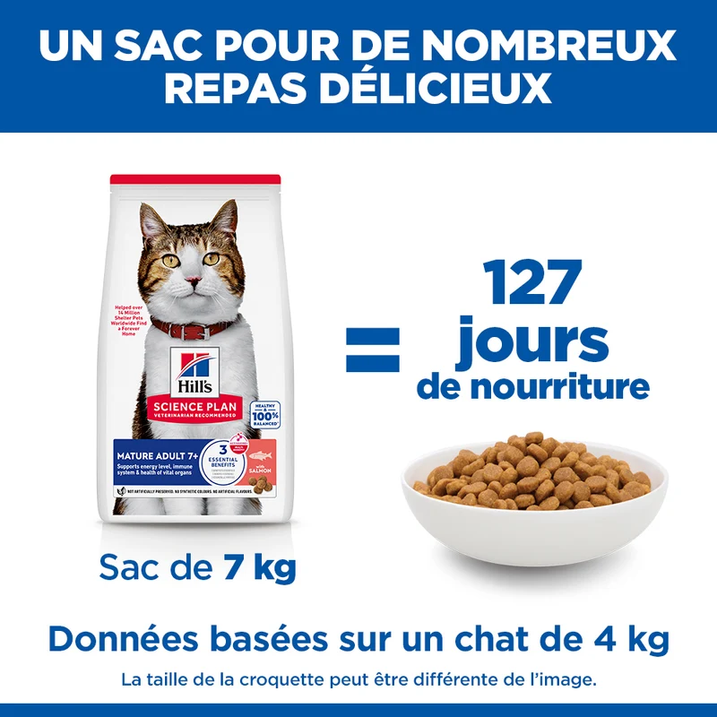 Hill's Science Plan Mature - Croquettes pour Chat Mature au Saumon 10 kg