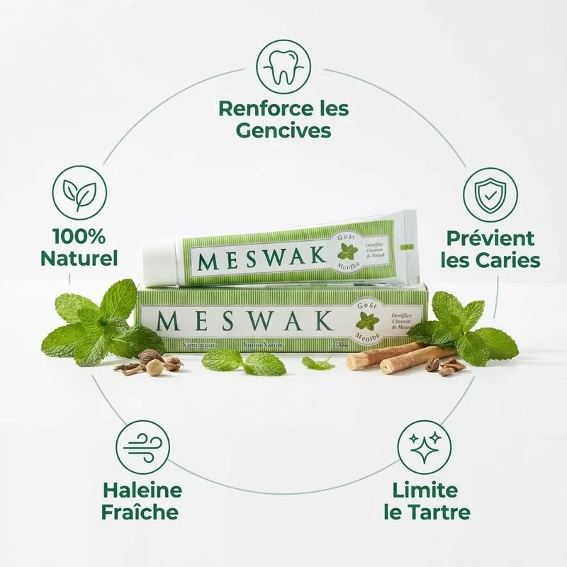 Dentifrice Meswak Ayurvédique - Goût menthe - 100g - Kerala Nature