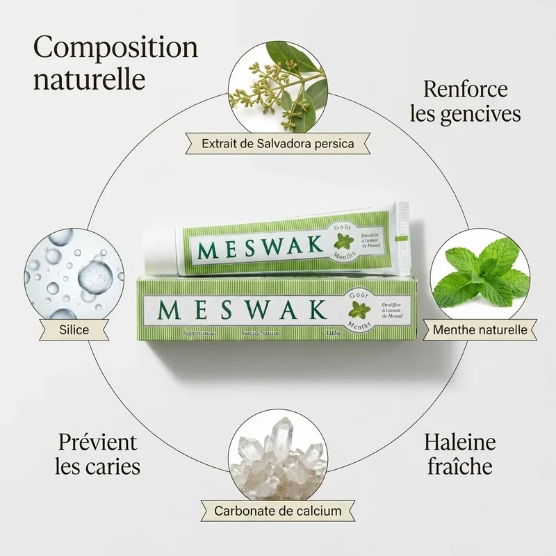Dentifrice Meswak Ayurvédique - Goût menthe - 100g - Kerala Nature