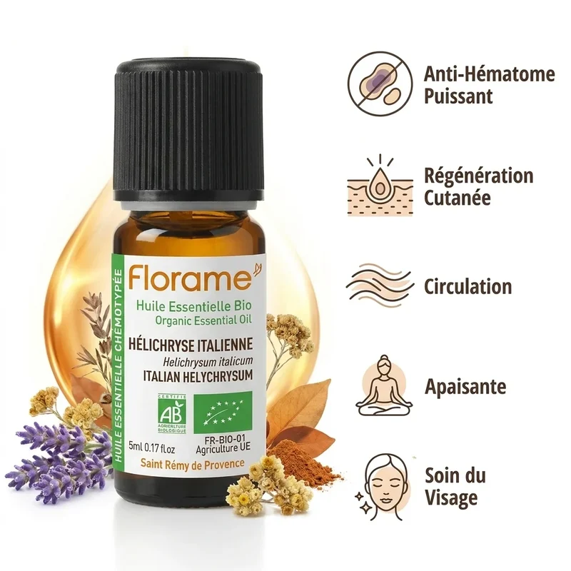 Huile essentielle d'Hélichryse Italienne bio – 5 ml – Florame