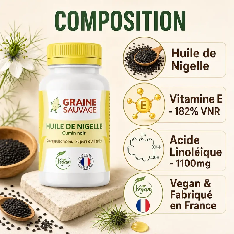 Huile de Nigelle - 120 capsules - Graine Sauvage
