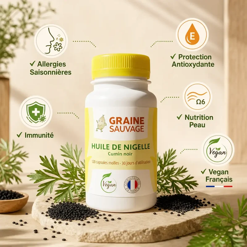Huile de Nigelle - 120 capsules - Graine Sauvage