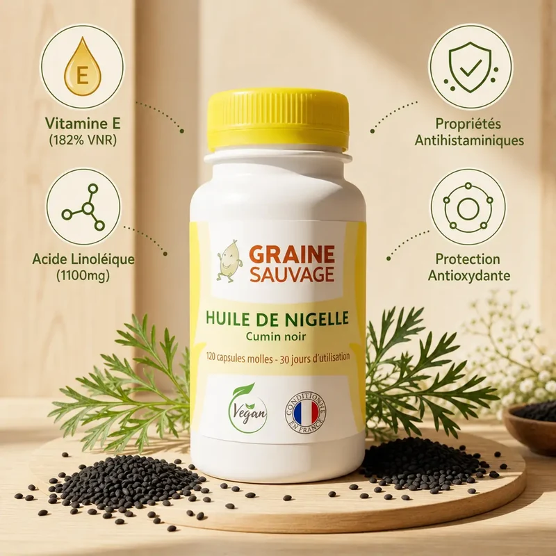 Huile de Nigelle - 120 capsules - Graine Sauvage