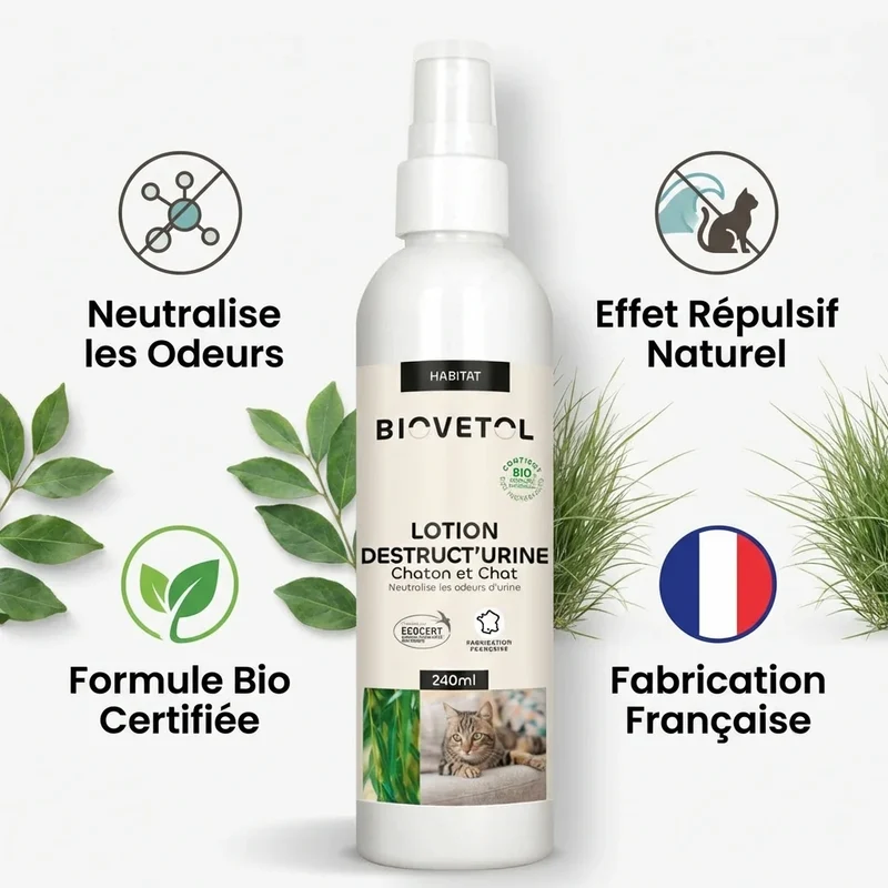 Desctr'Urine - Spray Destructeur d'odeur Urine Chat - Biovetol