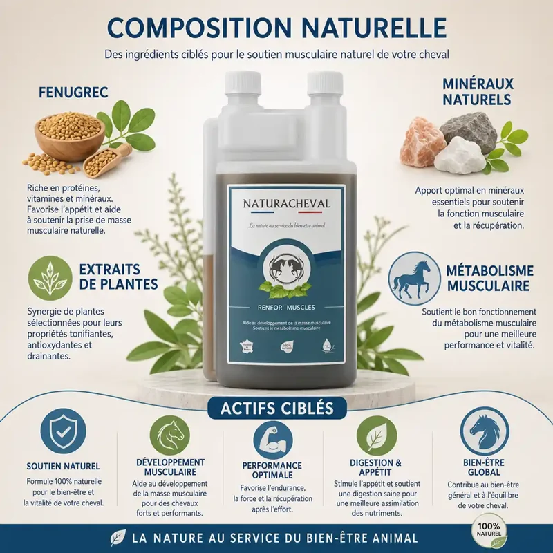 Renfor'Muscles Cheval - Développement & Soutien Musculaire - Naturacheval 1 L