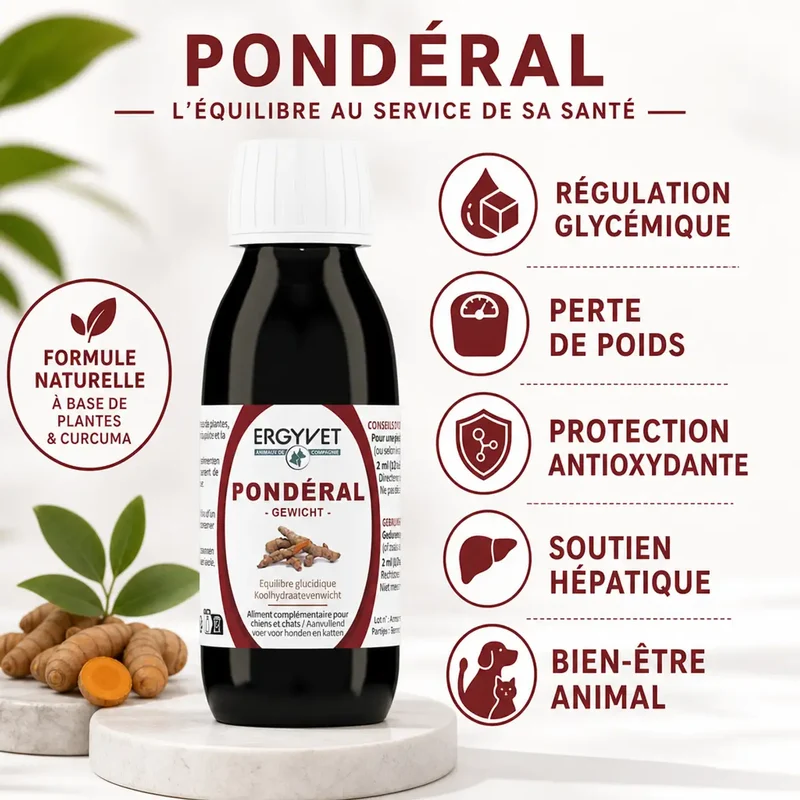 Ergyvet Pondéral - Diabète, Surpoids et obésité - Chien et Chat - 100 ml