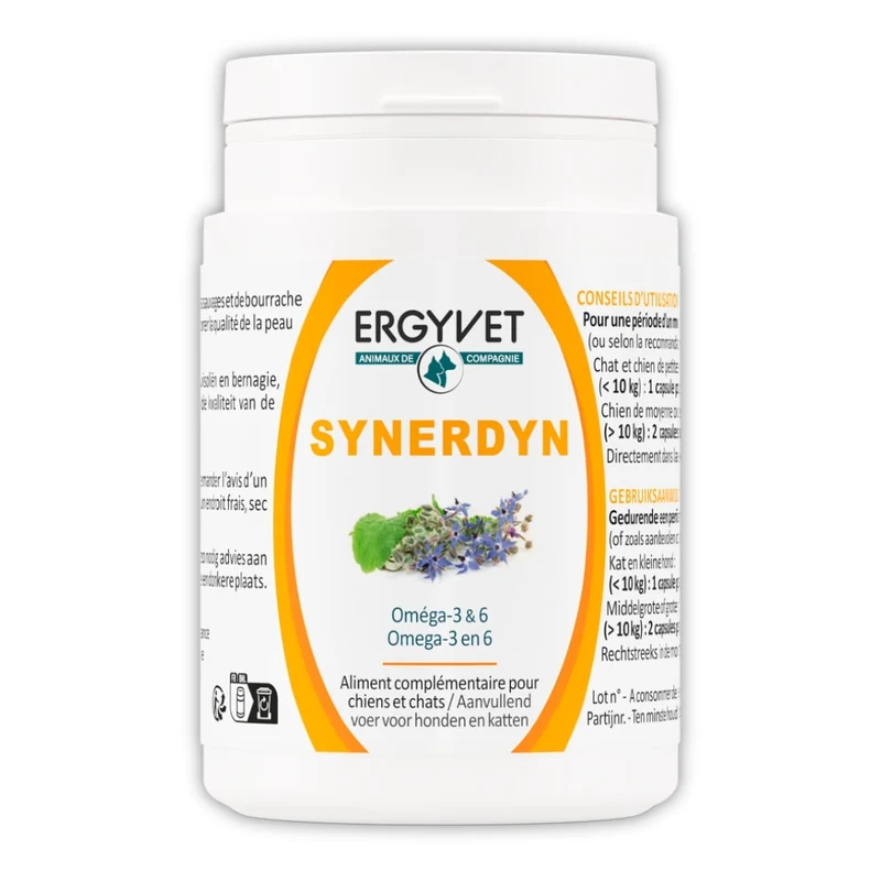 Synerdyn - Oméga 3 & 6 pour Chien et Chat - 60 capsules - Ergyvet