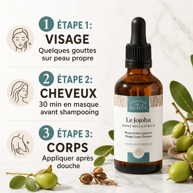 Huile de Jojoba - Régule le sébum - 50 ml - Comptoir des Huiles