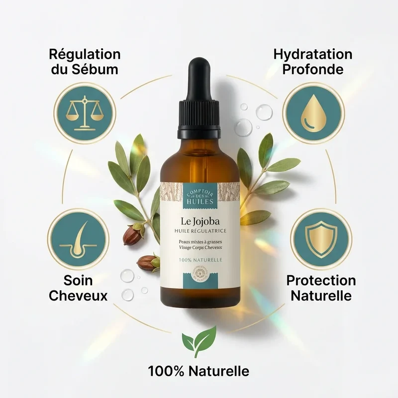 Huile de Jojoba - Régule le sébum - 50 ml - Comptoir des Huiles